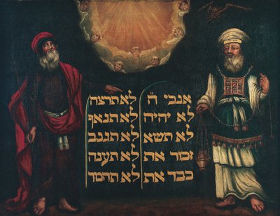 Mozes en Aaron met de Tafelen van de Wet door Unbekannt Unbekannt